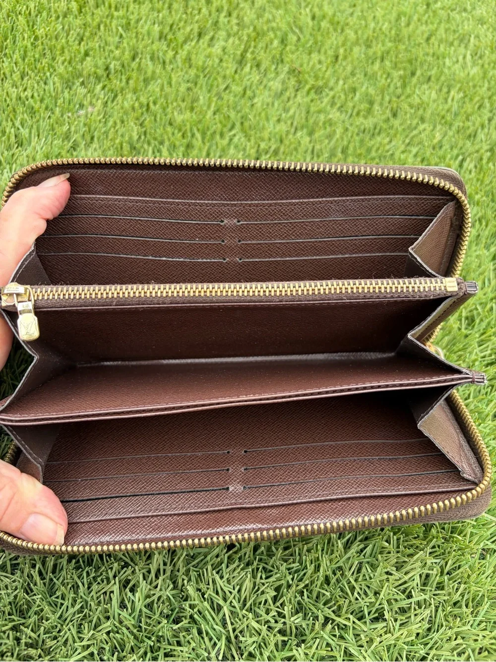 Auth Louis Vuitton Zip Long Wallet Contemporary Damier Check 2017 DateCode